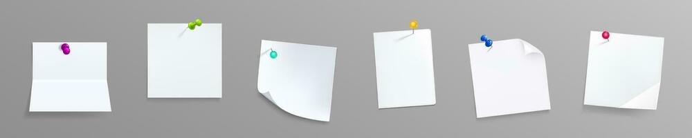 papper anteckningar med stift, vit klistermärken eller anteckningsblock vektor