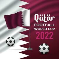 Banner-Vorlage für die Fußballweltmeisterschaft mit Abbildung der Nationalflagge von Katar vektor