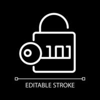 Entschlüsselungspixel perfektes weißes lineares Symbol für dunkles Thema. Konvertieren Sie verschlüsselte Daten in die ursprüngliche Form. dünne Liniendarstellung. isoliertes Symbol für Nachtmodus. editierbarer Strich. vektor