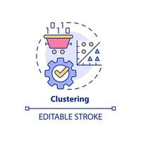 Clustering-Konzept-Symbol. Data-Mining-Technik abstrakte Idee dünne Linie Abbildung. Hierarchische Datensegmentierung. isolierte Umrisszeichnung. editierbarer Strich. vektor