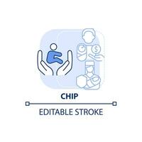 Chip hellblaues Konzeptsymbol. Kinderkrankenversicherungsprogramm. Staatliche Leistung abstrakte Idee dünne Linie Illustration. isolierte Umrisszeichnung. editierbarer Strich. vektor