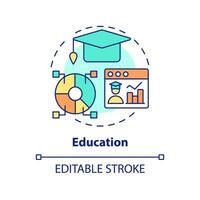 Symbol für das Bildungskonzept. große datenanwendung abstrakte idee dünne linie illustration. Verbesserung der schulischen Leistung. isolierte Umrisszeichnung. editierbarer Strich. vektor