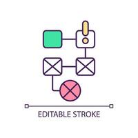 Symbol für das Konzept des Prozessfehlers. Projektphasen und Schritte. strukturfehler abstrakte idee dünne linie illustration. isolierte Umrisszeichnung. editierbarer Strich. vektor