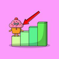 Cupcake niedlicher Geschäftsmann mit einem Inflationsdiagramm vektor