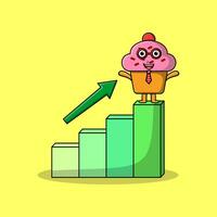 Cupcake niedlicher Geschäftsmann mit einem Deflationsdiagramm vektor