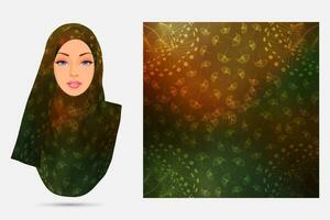 modern mönster hijab design med modell illustration, scarf tyg textur vektor