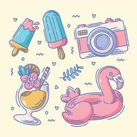 Sommer-Icon-Set-Sammlung Design-Doodle Vollfarbe vektor