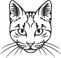 katt ansikte svart och vit. vektor illustration.