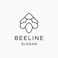 Bienenlinien-Logo-Design mit Strichzeichnungen auf weißem Hintergrund vektor