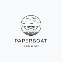 papper båt linjekonst minimalistisk logotyp vektor symbol illustration design