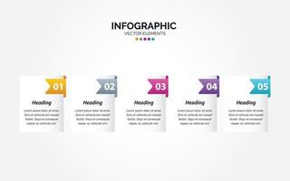 horizontale Infografik-Designvorlage. kreatives konzept mit 5 schritten. kann für das Workflow-Layout verwendet werden. Diagramm. Banner. Web-Design. Vektor-Illustration vektor