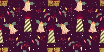 karikatur nahtlose muster weihnachtsfeiertag. Vektor Cartoon Weihnachten Musterdesign. festliche Geschenkbox. Urlaub Hintergrund