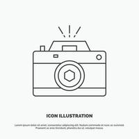 kamera. fotografi. fånga. Foto. öppning ikon. linje vektor grå symbol för ui och ux. hemsida eller mobil Ansökan