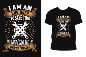Ingenieure T-Shirt-Design. Ingenieur-T-Shirt. Ingenieur T-Shirt kostenloser Vektor. vektor