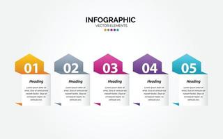 presentation företag horisontell infographic mall med 5 alternativ vektor