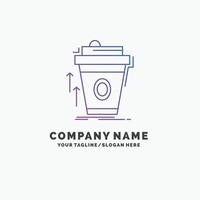 Produkt. Werbeaktion. Kaffee. Tasse. marke marketing lila business logo vorlage. Platz für den Slogan vektor