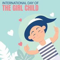 illustration vektor grafisk av en flicka leende lyckligt, som visar en hjärta ikon, perfekt för internationell dag, flicka barn, fira, hälsning kort, etc.