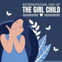illustration vektor grafisk av en liten flicka ler medan innehav henne kinder, perfekt för internationell dag, flicka barn, fira, hälsning kort, etc.
