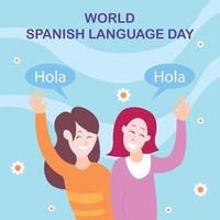 illustration vektor grafisk av två kvinnor hälsning i spanska, perfekt för internationell dag, värld spanska språk, fira, hälsning kort, etc.