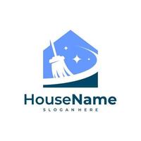 sauberes Haus-Logo-Design-Konzept. Reinigungsservice-Logo-Vektorvorlage. vektor