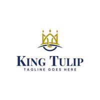 König Tulpen Linie Logo Symbol Krone und Tulpen vektor
