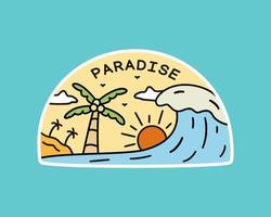 das Paradies am Strand Sommerstimmung Design für Abzeichen, Aufkleber, Aufnäher, T-Shirt-Design usw vektor
