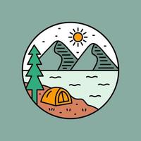 Design von Naturbergcamping für Abzeichen, Aufkleber, Aufnäher, T-Shirt-Design usw vektor