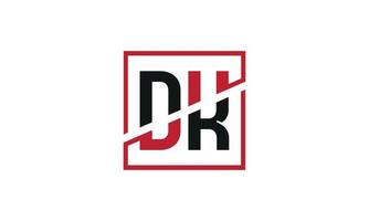 dk-Logo-Design. Initiales dk-Buchstaben-Logo-Monogramm-Design in schwarzer und roter Farbe mit quadratischer Form. Pro-Vektor vektor
