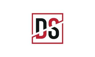 ds logotyp design. första ds brev logotyp monogram design i svart och röd Färg med fyrkant form. proffs vektor