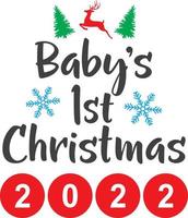 babys erstes weihnachten 2022, frohe weihnachten, santa, weihnachtsferien, vektorillustrationsdatei vektor