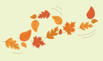 Fallen der bunten Herbstblätter. vergilbte Eichen- und Ahornblätter wirbeln im Wind. saisonale Vektorillustration. Vorlage für dekoratives Design. vektor