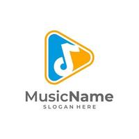 Play Music Logo Template Design Vektor, Emblem, Designkonzept, kreatives Symbol, Icon vektor