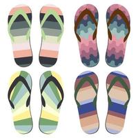 Set Strandschuhe. verschiedene Stile und Farben von Sommer-Flip-Flops auf weißem Hintergrund vektor