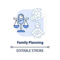 Symbol für das hellblaue Konzept der Familienplanung. Geburtenkontrolle. Lösung für die Überbevölkerung abstrakte Idee dünne Linie Illustration. isolierte Umrisszeichnung. editierbarer Strich. vektor