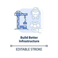 bygga bättre infrastruktur ljus blå begrepp ikon. minskning av trångboddhet abstrakt aning tunn linje illustration. isolerat översikt teckning. redigerbar stroke. vektor