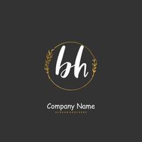 bh Anfangshandschrift und Signatur-Logo-Design mit Kreis. schönes design handgeschriebenes logo für mode, team, hochzeit, luxuslogo. vektor