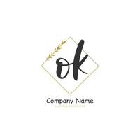 ok ok initiale handschrift und signatur-logo-design mit kreis. schönes design handgeschriebenes logo für mode, team, hochzeit, luxuslogo. vektor