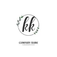 kk Anfangshandschrift und Signatur-Logo-Design mit Kreis. schönes design handgeschriebenes logo für mode, team, hochzeit, luxuslogo. vektor