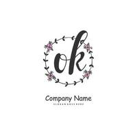 ok ok initiale handschrift und signatur-logo-design mit kreis. schönes design handgeschriebenes logo für mode, team, hochzeit, luxuslogo. vektor