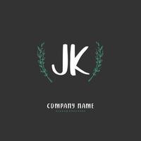 jk Anfangshandschrift und Signatur-Logo-Design mit Kreis. schönes design handgeschriebenes logo für mode, team, hochzeit, luxuslogo. vektor