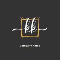 kk Anfangshandschrift und Signatur-Logo-Design mit Kreis. schönes design handgeschriebenes logo für mode, team, hochzeit, luxuslogo. vektor