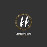 kk Anfangshandschrift und Signatur-Logo-Design mit Kreis. schönes design handgeschriebenes logo für mode, team, hochzeit, luxuslogo. vektor