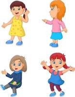 Cartoon kleines Mädchen mit unterschiedlicher Pose vektor