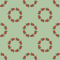 sömlös mönster med kreativ jordgubb på ljus grön bakgrund. vektor bild.