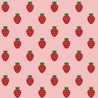 Erdbeeren, nahtloses Muster, Vektor. Muster aus Erdbeeren auf rosa Hintergrund. vektor