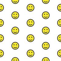 leende uttryckssymboler, sömlös mönster, vektor. mönster av leende gul uttryckssymboler på en vit bakgrund. vektor