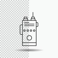 Walkie. Talkie. Kommunikation. Radio. Camping-Liniensymbol auf transparentem Hintergrund. schwarze Symbolvektorillustration vektor