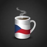 flagge der tschechischen republik auf heißer kaffeetasse gedruckt vektor