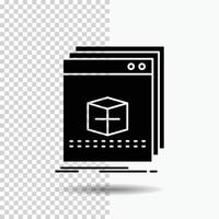 programvara. app. Ansökan. fil. program glyf ikon på transparent bakgrund. svart ikon vektor