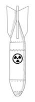 vektor svart och vit kontur illustration av en kärn bomba